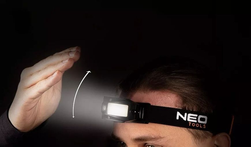 Налобний ліхтар із зарядкою від usb 180 лм cob led + датчик руху neo tools 99-069 Neo Tools 99-069 фото
