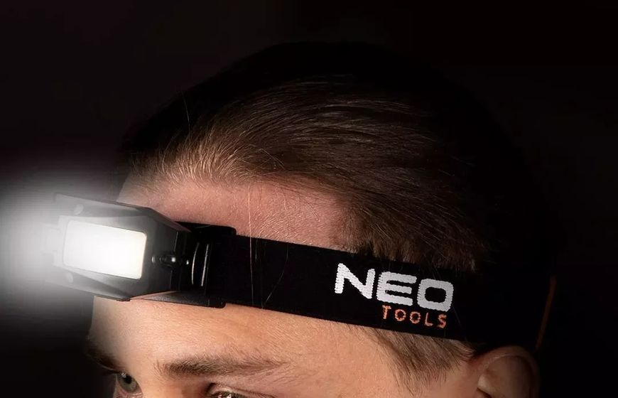 Налобний ліхтар із зарядкою від usb 180 лм cob led + датчик руху neo tools 99-069 Neo Tools 99-069 фото