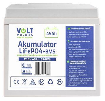 Акумулятор lifepo4 45ah 40a 12v bms volt polska 6AKLI04512 AKU64 фото